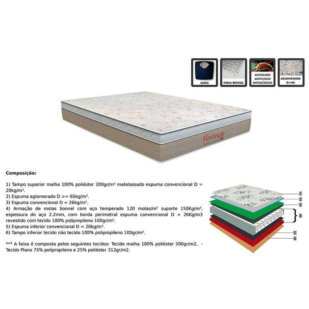 Cama Box Queen: Colchão Molas Bonnel Orthoflex Florença + Base Crc Courano White(158X198)