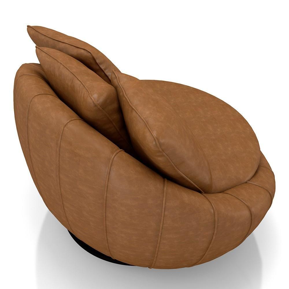 Miniatura Poltrona Decorativa Redonda Giratória Com Almofadas Saphire M22 Sintético Caramelo - Mpozenato