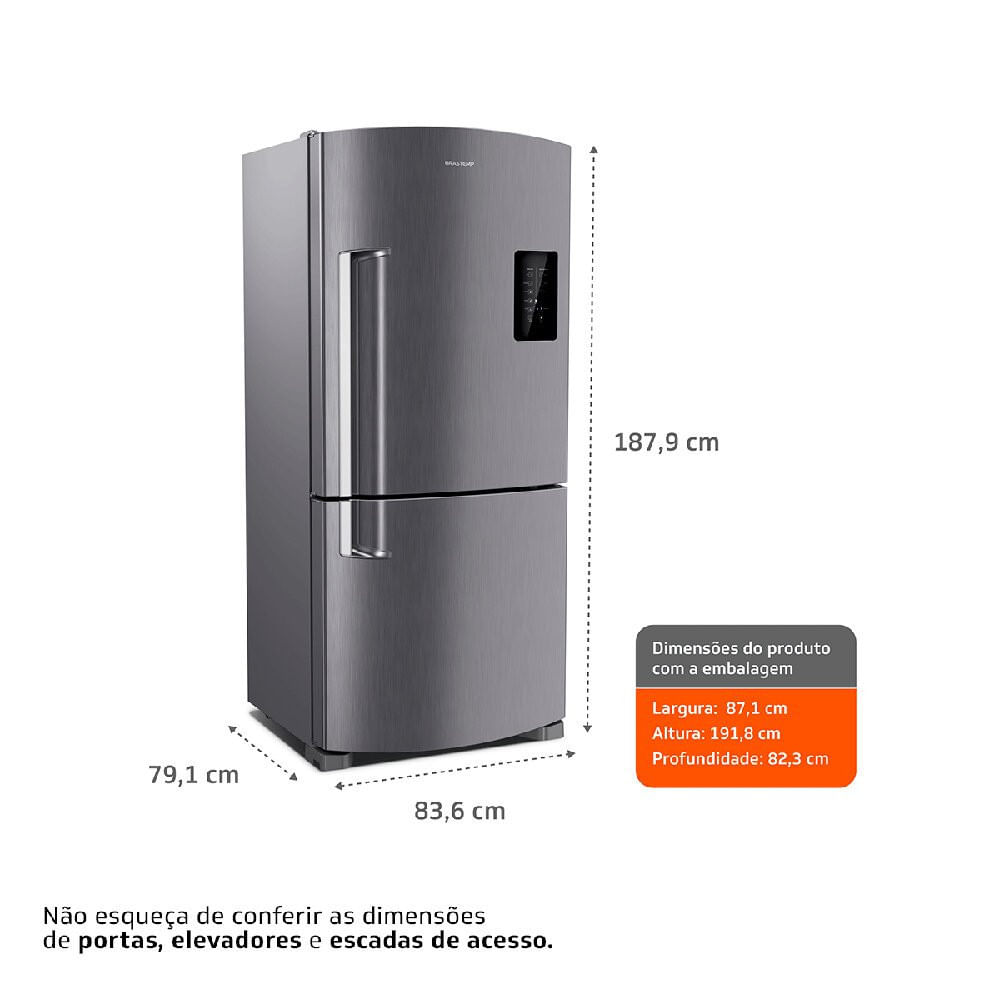 Geladeira Frost Free Inverse 2 Portas 588 Litros BRE85AK Brastemp Inox - 110V