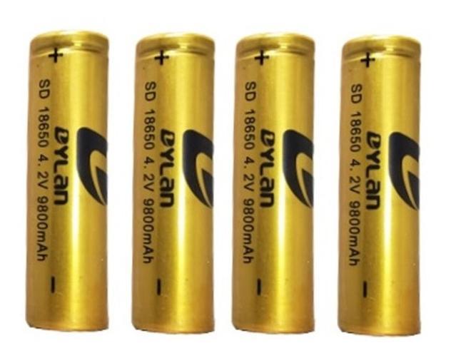 Miniatura Baterias Recarregáveis 18650 9800mAh - 4 Unidades