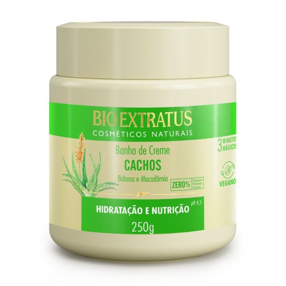Miniatura Banho de Creme Bio Extratus Cachos Babosa e Macadâmia 250g