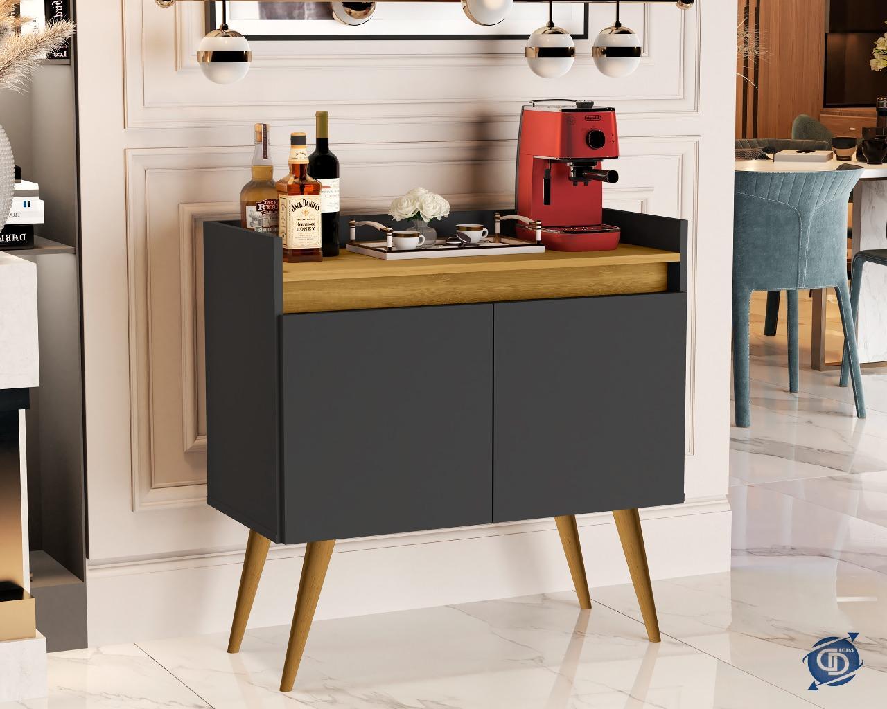 Miniatura Aparador Buffet 2 Portas Luxo Plus Preto / Madeirado Comprar