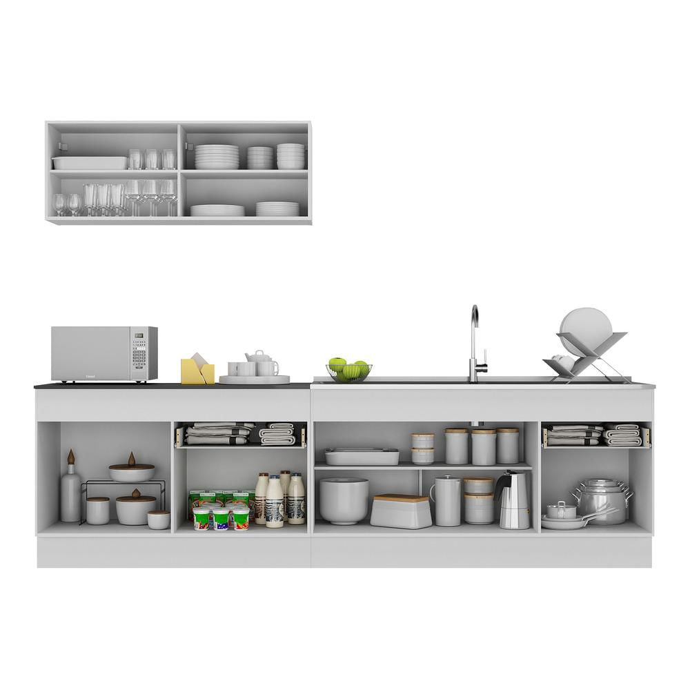 Armário de Cozinha Compacta 270cm com Rodapé Veneza Multimóveis V2112 Branco