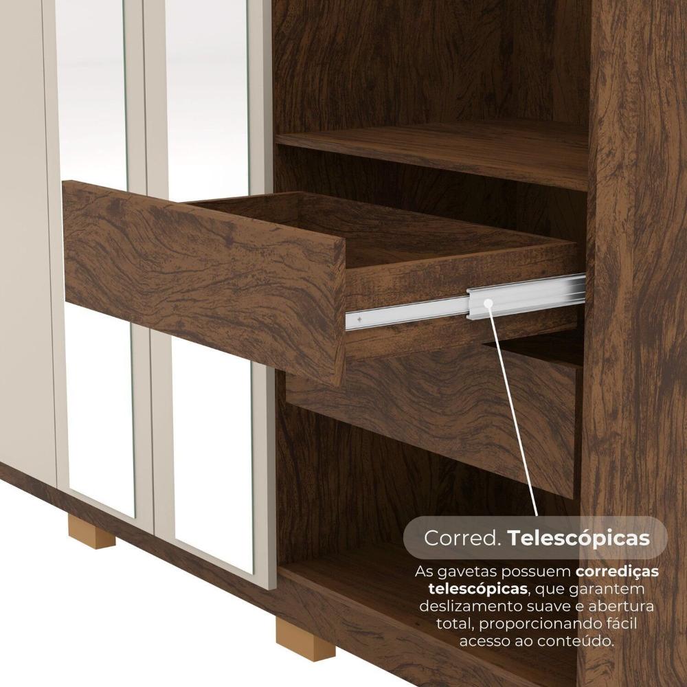 Miniatura Guarda-roupa 6 Portas 4 Gavetas Noronha Imbuia/Fendi