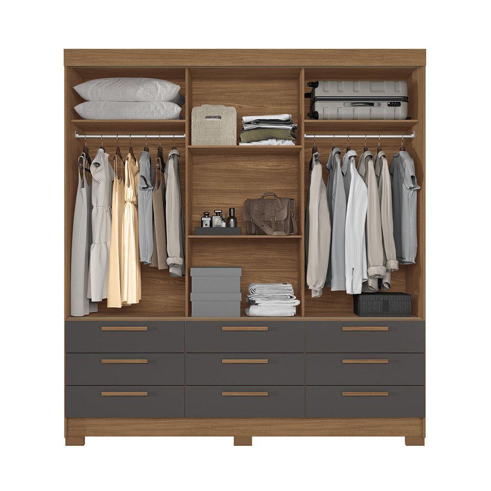 Miniatura Guarda-roupa Casal 194,40 3 Pt 9 Gv Dante Estilo Mm Jatoba/grafitte