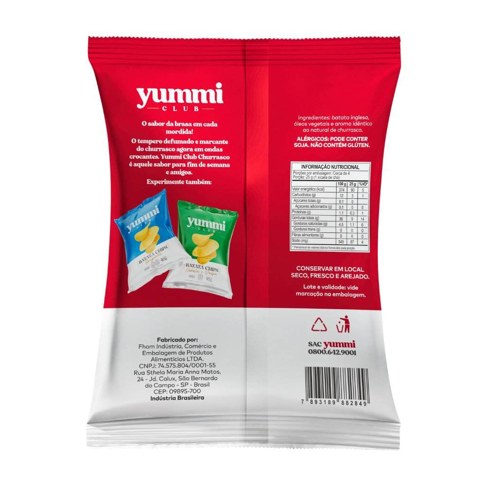 Miniatura Chips De Batata Churrasco Yummi Club 90g