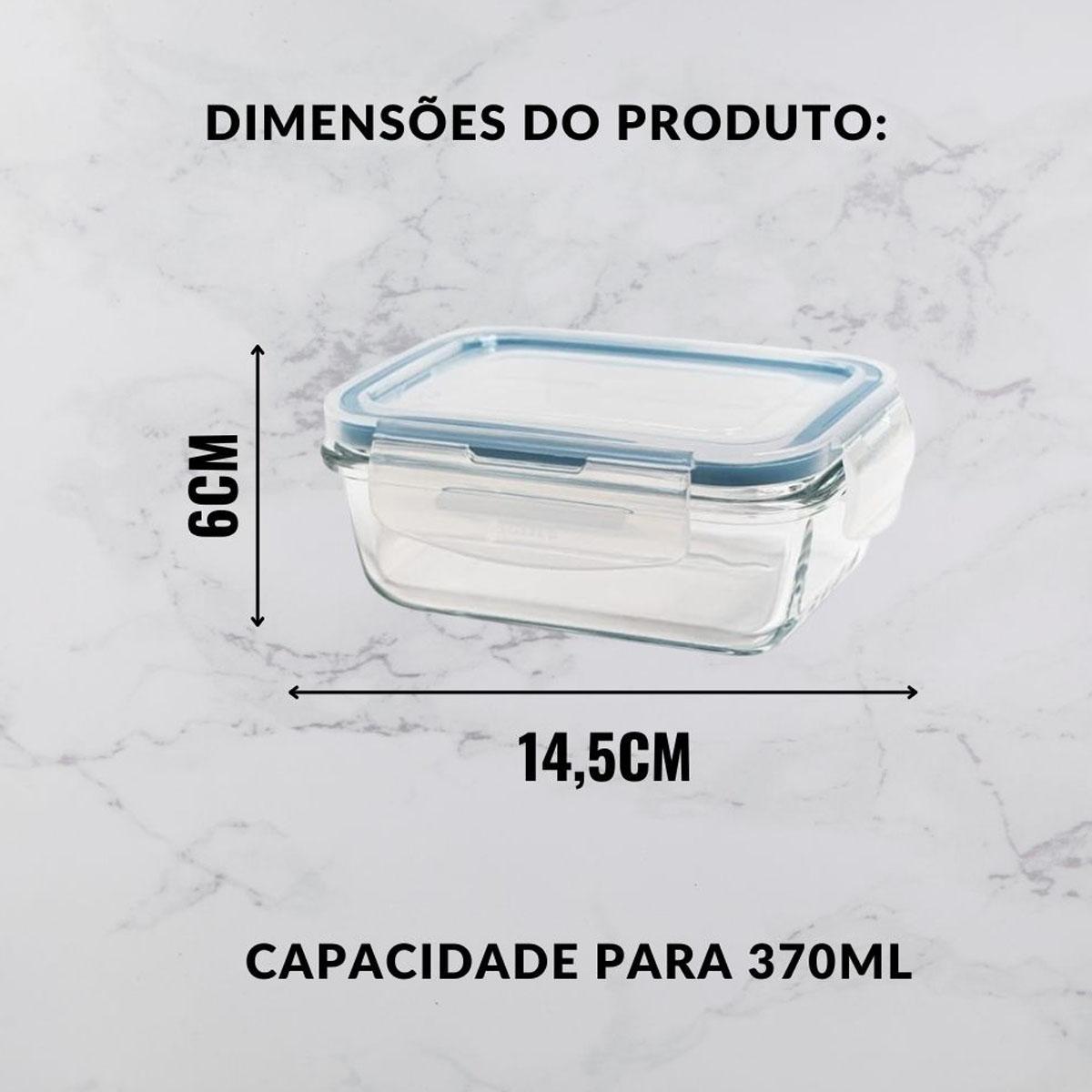 Miniatura Kit 8 Potes Vidro Hermetico Retangular 370 Ml Ad789654512137