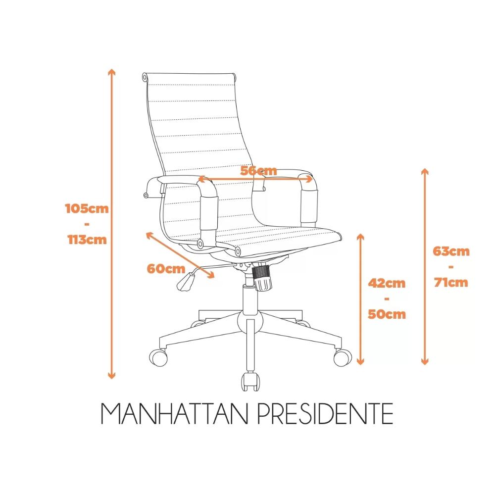 Miniatura Cadeira Escritório Presidente Giratória em Couro Manhattan Preto Fratini