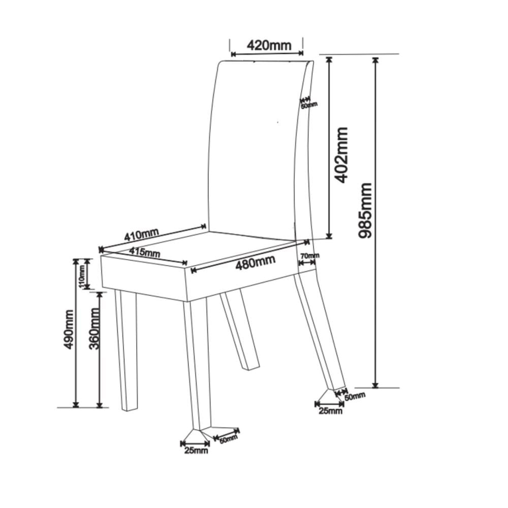 Miniatura Conjunto Sala de Jantar Chiara Quadrada com 4 Cadeiras Vênus Mel/Blonde/Bege