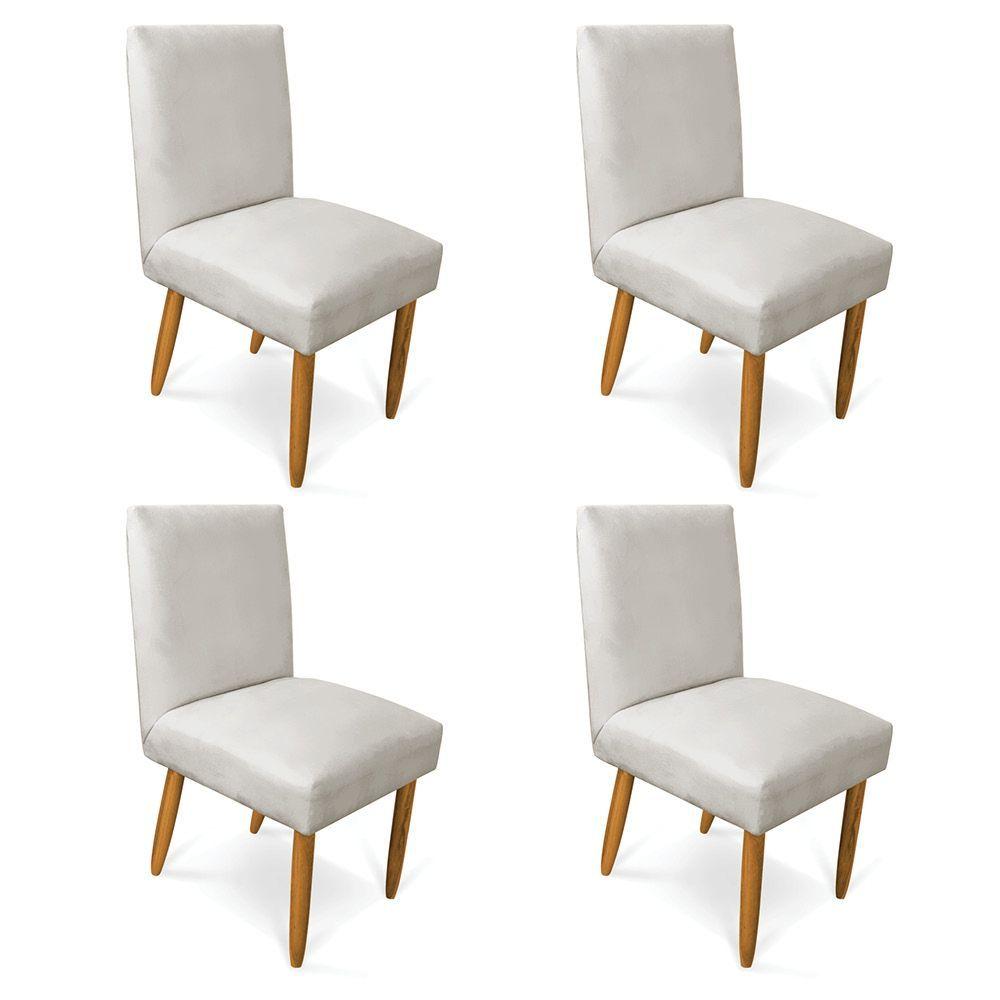 Miniatura Kit 4 Cadeiras De Jantar Carol Veludo Cinza Pés Palito Castanho - D'rossi