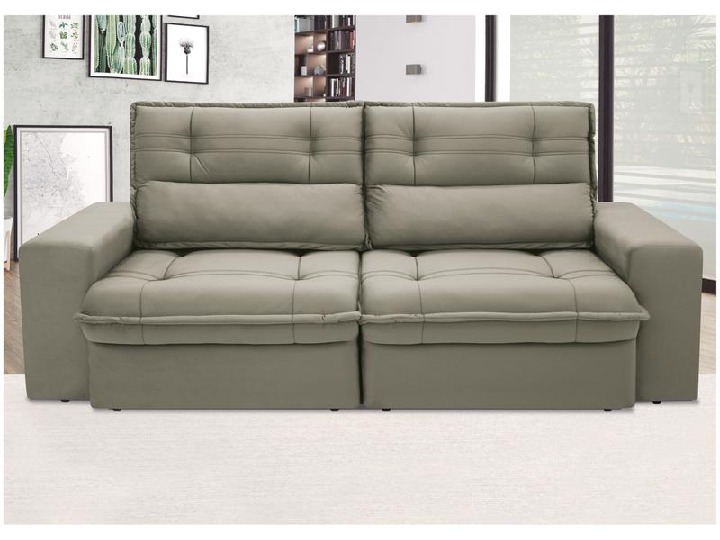 Sofá 4 Lugares Retrátil Reclinável Suede Palatino Linoforte Capuccino