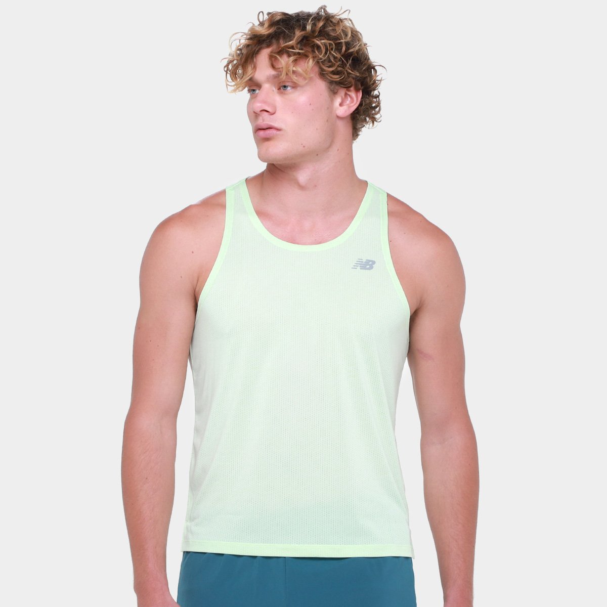 Miniatura Regata New Balance Atlhetics Run Masculina Verde claro - GG