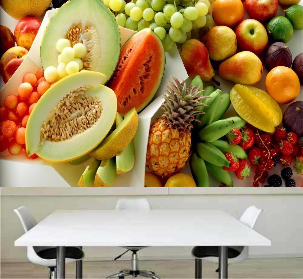 Miniatura Adesivo Painel Papel Parede Cozinha Fruta Hortifruti 1,5x 1M Cozinha - 1 m - Adultos - 1.5 cm - Vinílico - Rolo
