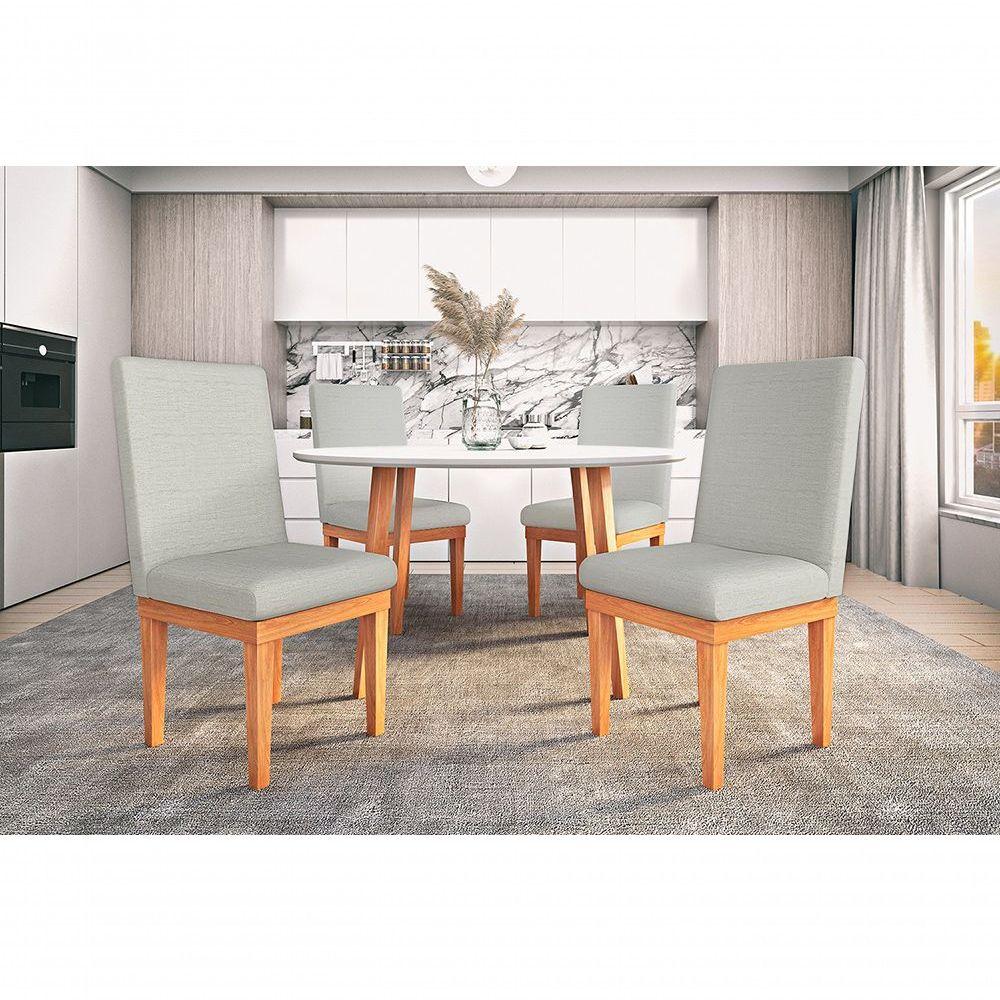 Kit 2 Cadeiras De Jantar Estofadas Para Mesa Tecido Cinza