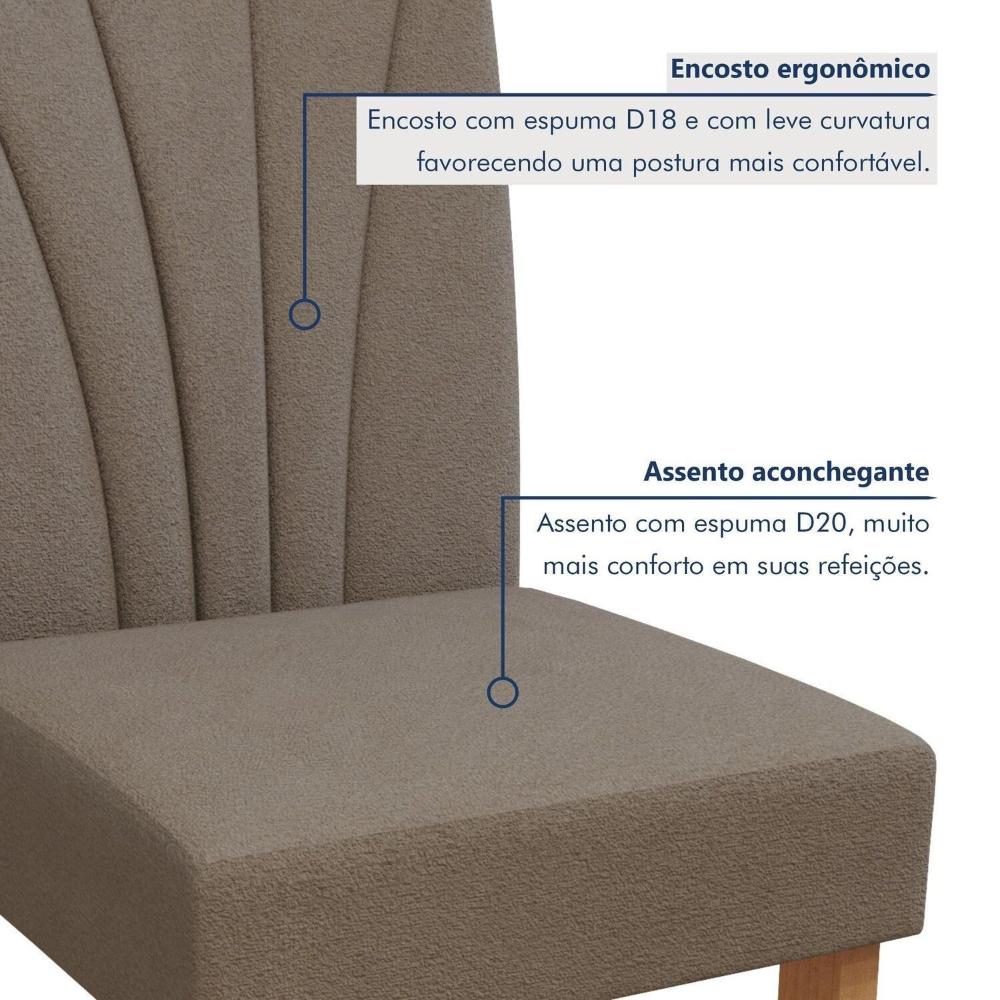 Conjunto Luar 170 Tampo no Glass com 6 Cadeiras Apogeu Amêndoa Clean/Bege