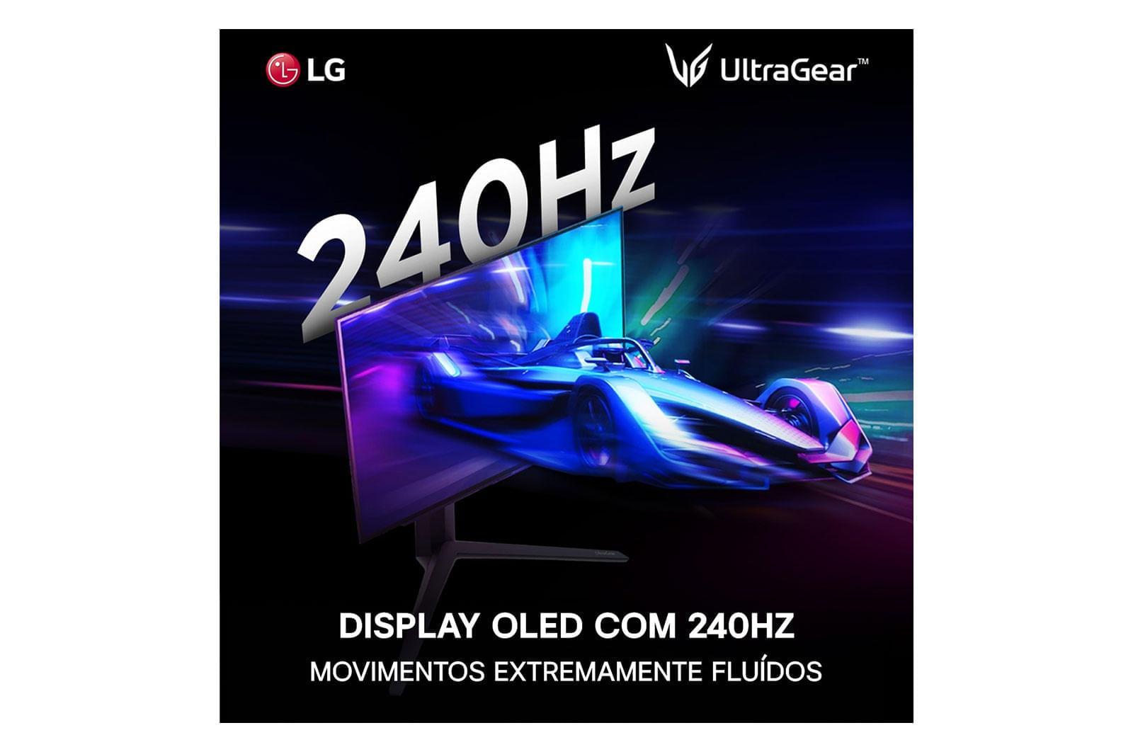 Miniatura Monitor Gamer LG UltraGear OLED – Tela OLED 27”, QHD, HDR400, True black, 1.5M:1, 240Hz, 0,03ms (GtG), NVIDIA® G-SYNC® – 27GS95QE-B