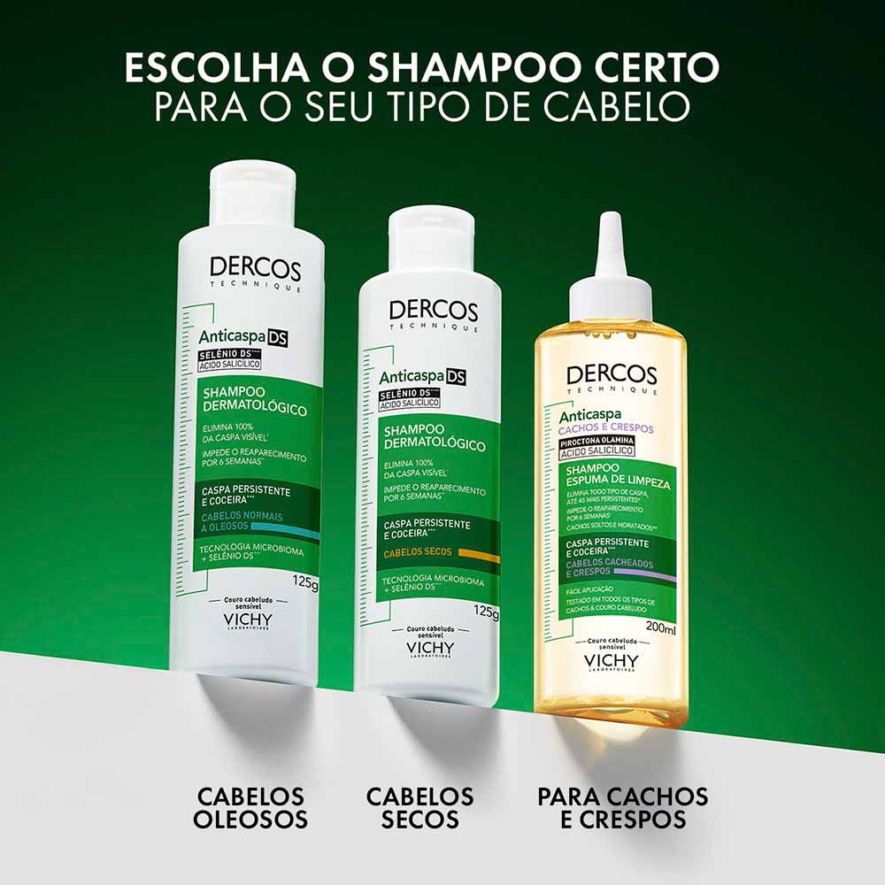 Miniatura Espuma de Limpeza Vichy Dercos Anticaspa Para Cabelos Crespos e Cacheados 200ml