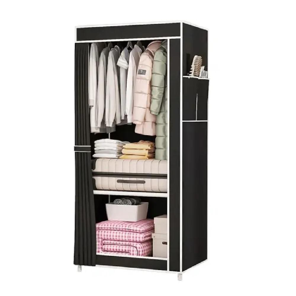 Miniatura Guarda Roupa Dobravel Portatil Com Cabideiro Prateleira Multiuso Organizador Infantil Adulto Praia Brinquedos Preto