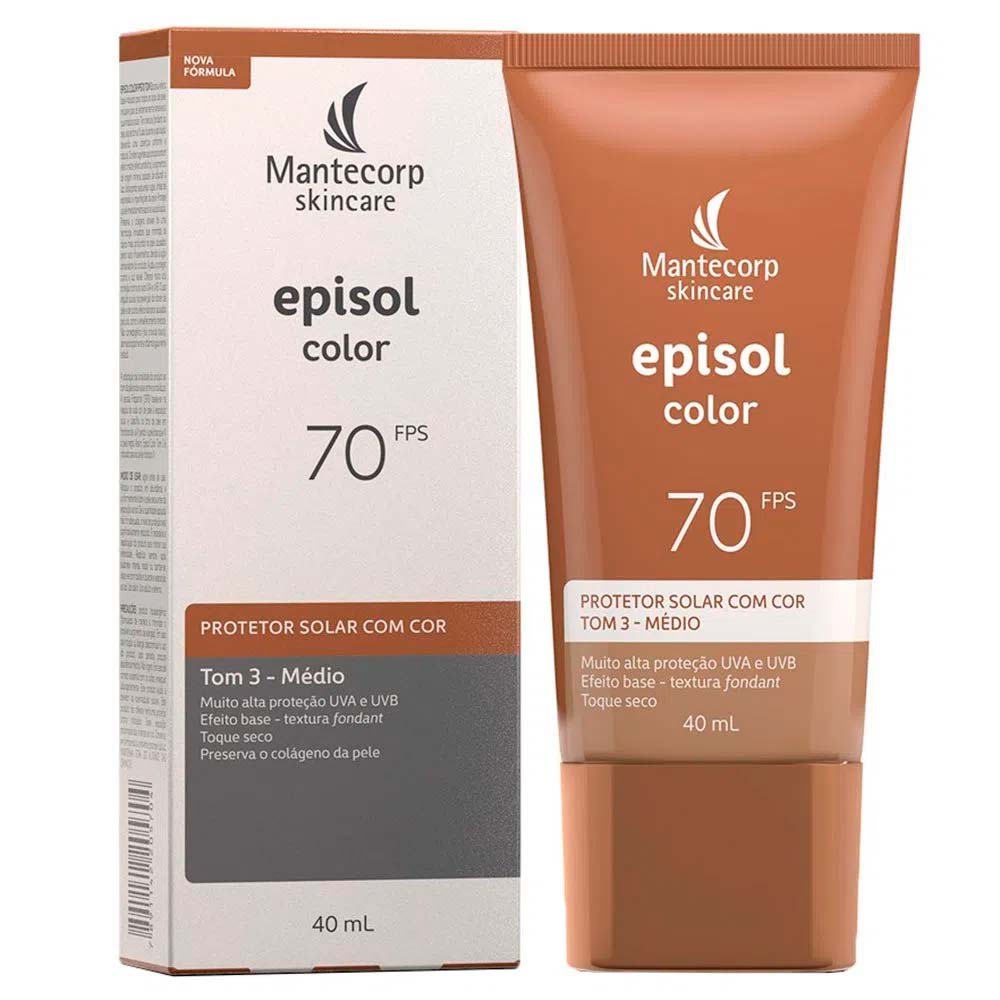 Miniatura Mantecorp Skincare Episol Kit com 3 Unidades – Protetor Solar com Cor FPS70 – Médio 40ml Kit