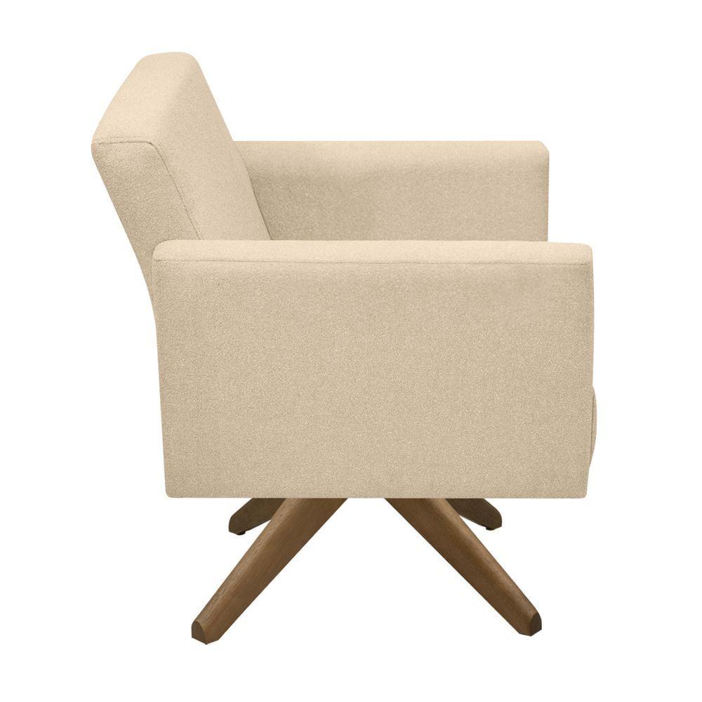 Poltrona Jade Aconchego Decor Tecido Boucle Base Giratória Areia
