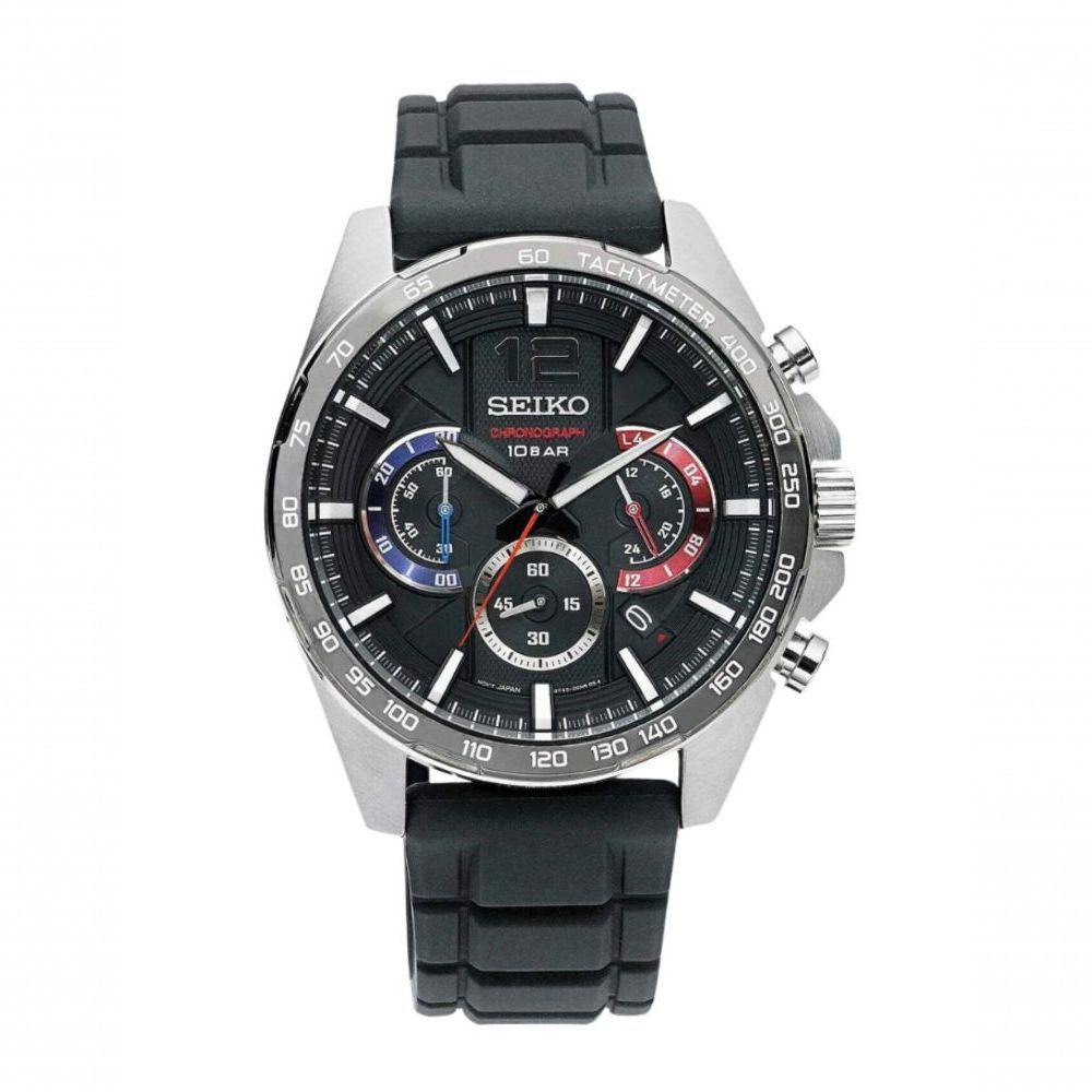 Miniatura Relógio Seiko Essentials Cronógrafo Preto Ssb347
