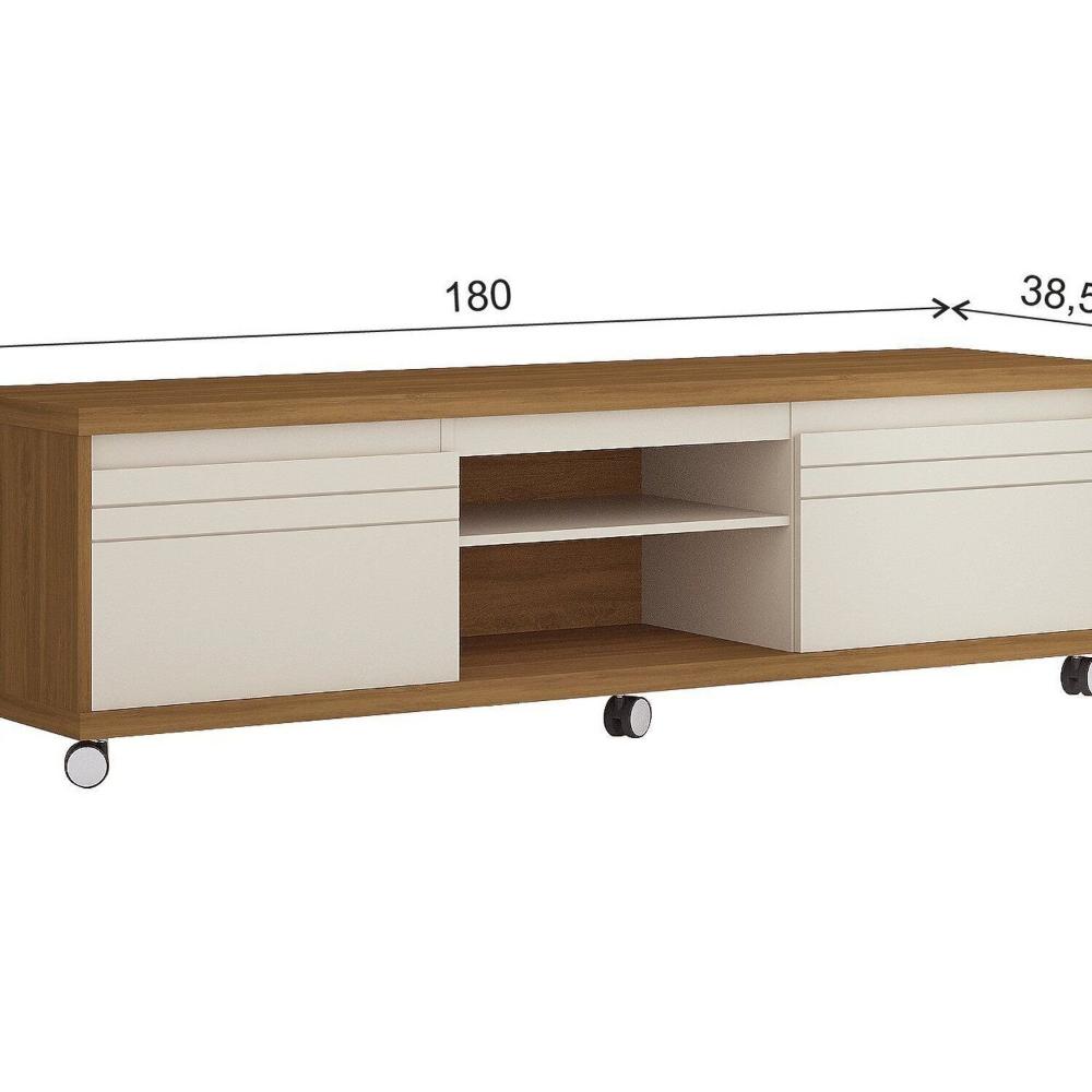 Miniatura Rack com Painel para Tv 60 Polegadas Mirage Off White /Freijó