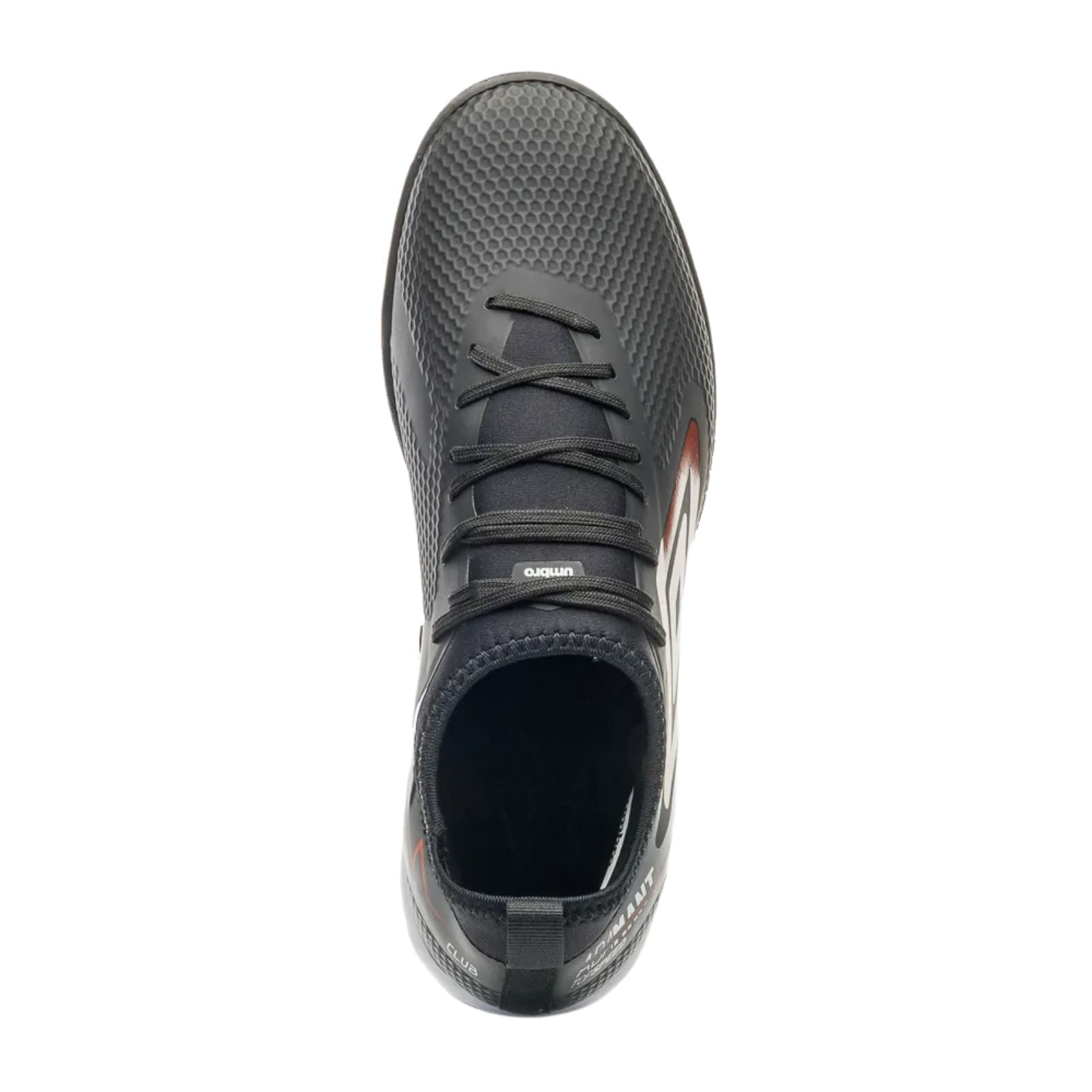 Miniatura Chuteira Society Umbro Adamant Top Speed Club Preto/Vermelho/Branco TAM 37