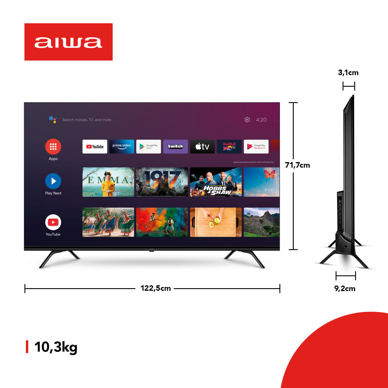 Miniatura Smart TV Aiwa 55” Android, 4K, Borda Ultrafina, Dolby Vision & Atmos - AWS-TV-55-BL-01-A BIV
