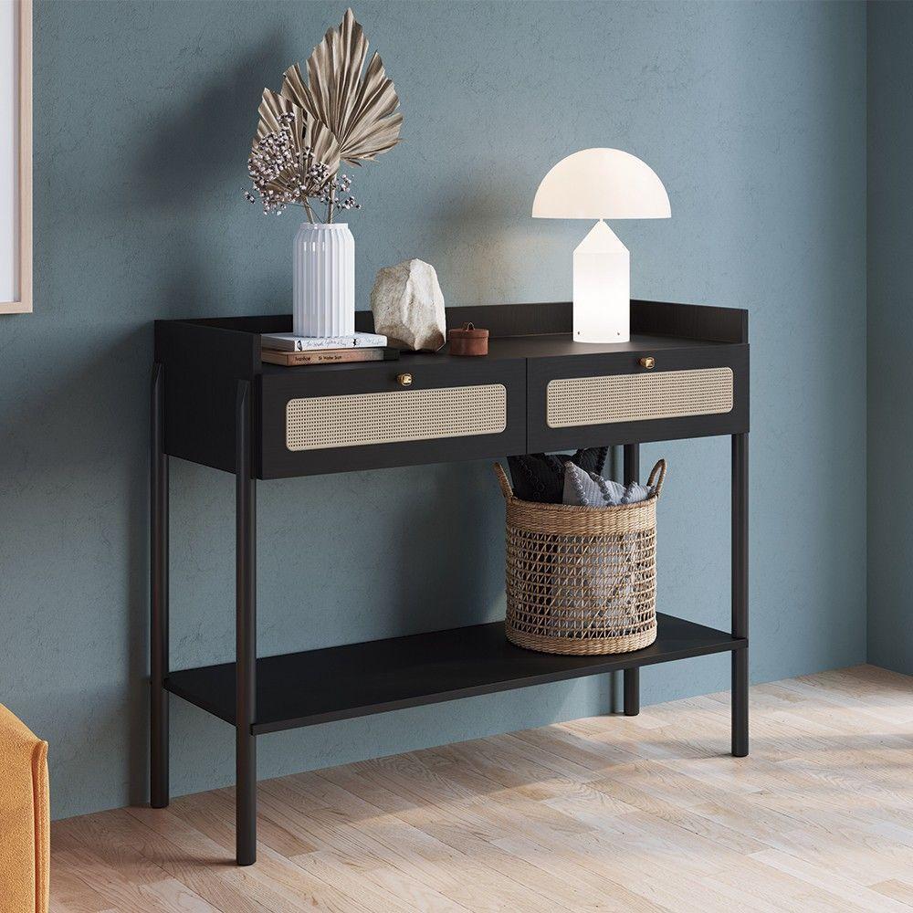 Aparador Para Sala 2 Gavetas Pés Madeira Arlo A10 Nero-preto - Mpozenato