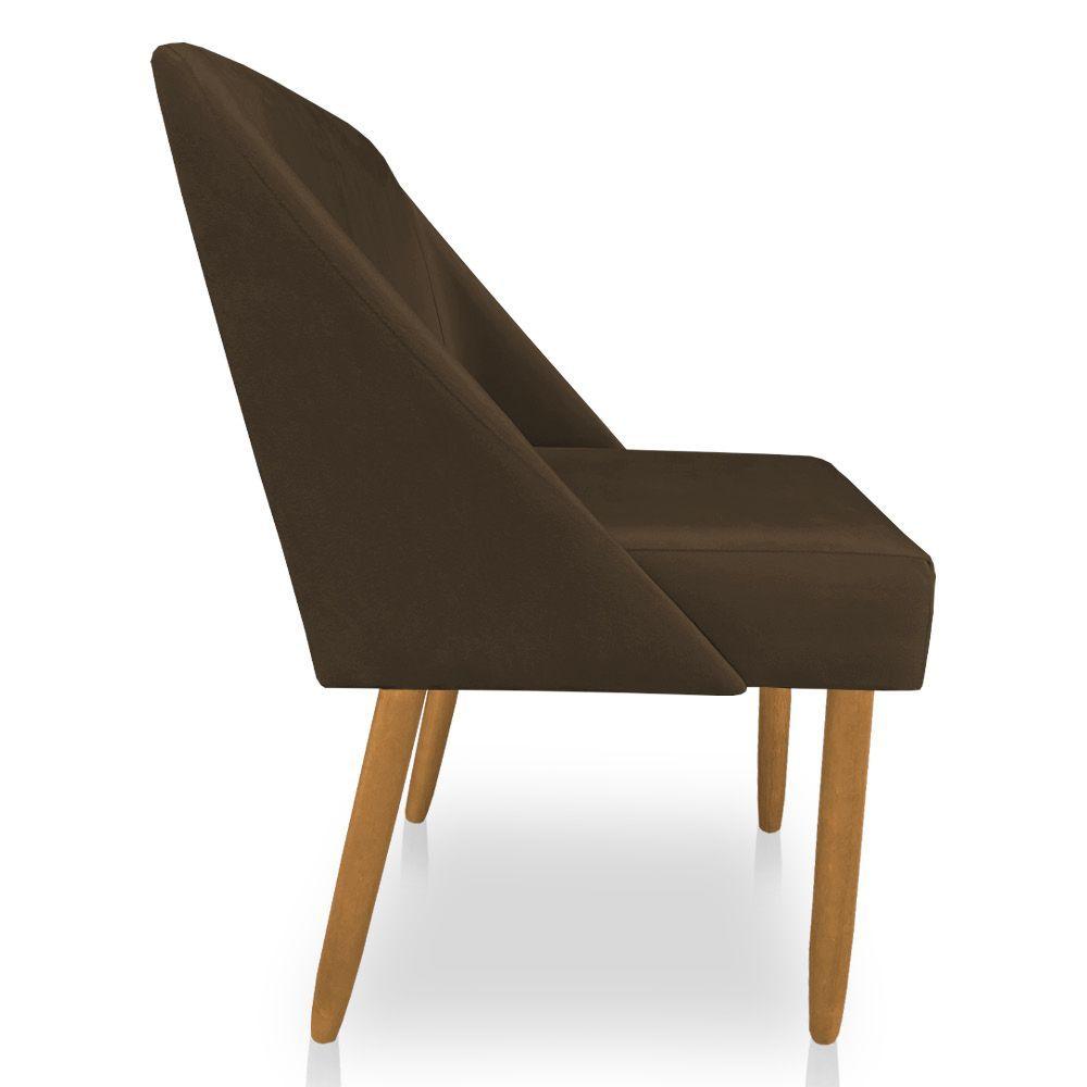 Miniatura Cadeira Poltrona Juliana Suede Pés Palito Castanho Marrom