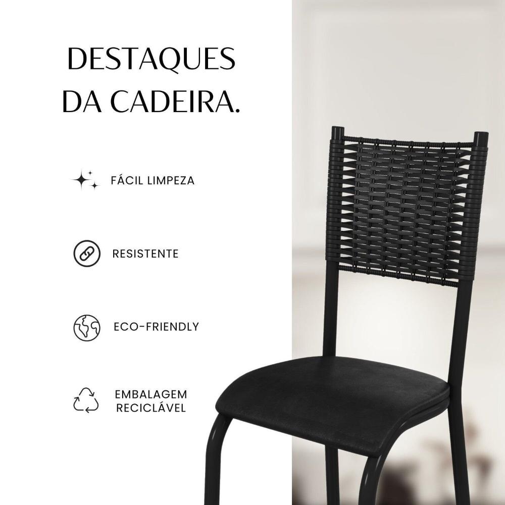Miniatura Kit com 06 Cadeiras Mariana 100cm X 48cm X 39cm Preto