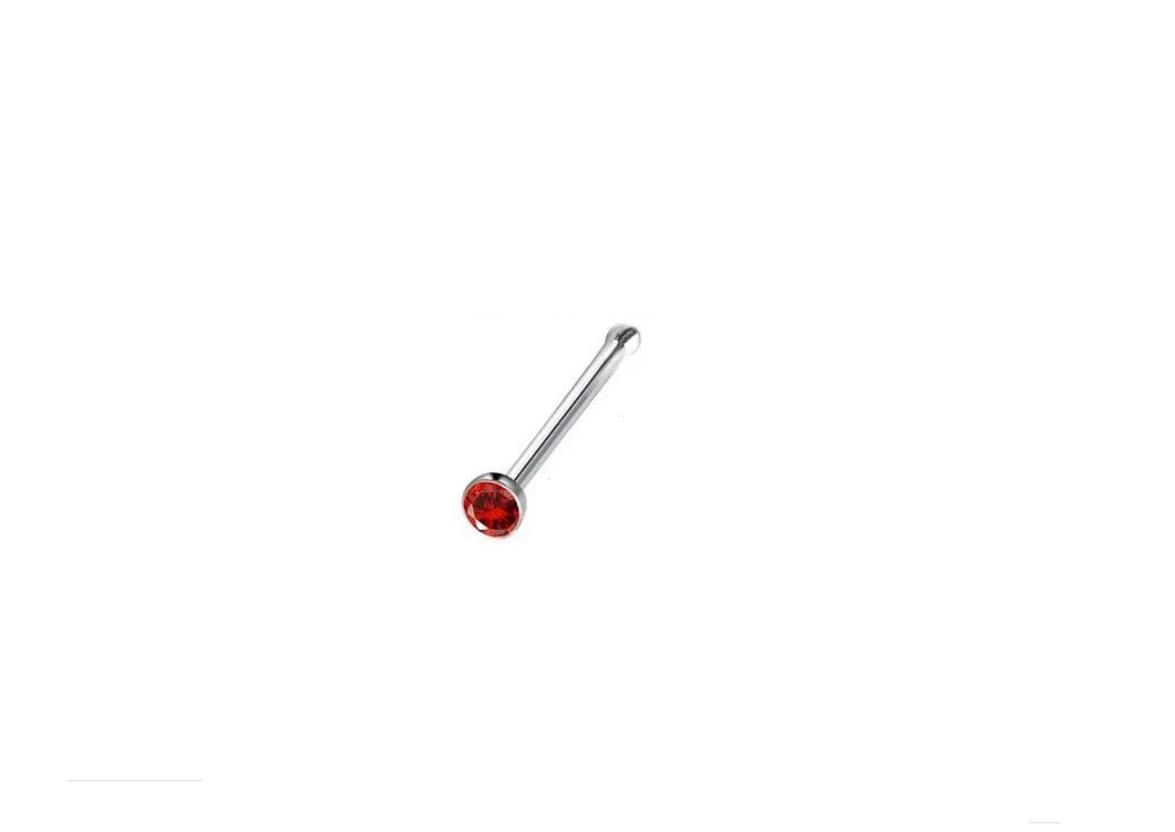 Miniatura Piercing Reto Nariz Prateado Ponto Luz Cores