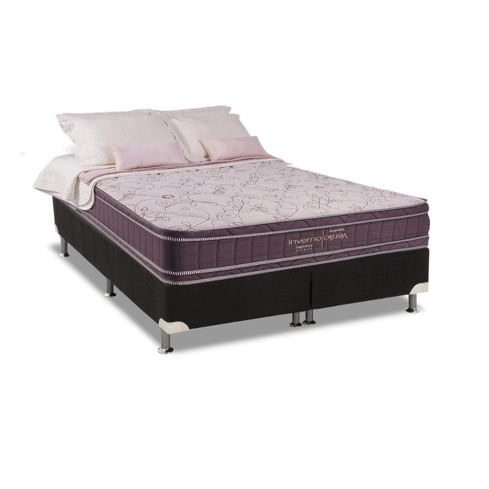 Miniatura Cama Box King: Colchão Molas Ensacadas Kappesberg Masterpocket Inverno Verão + Base Black(193X203)