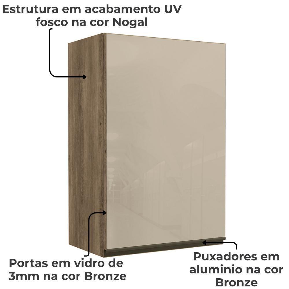 Miniatura Armario Aereo 1 Porta Vidro 60 Cm Mdp Maxxi G763 Nogal Kappesberg Nogal