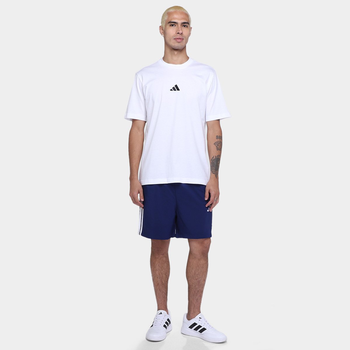 Miniatura Camiseta Adidas Small Logo Masculina Branco+Preto - EGG