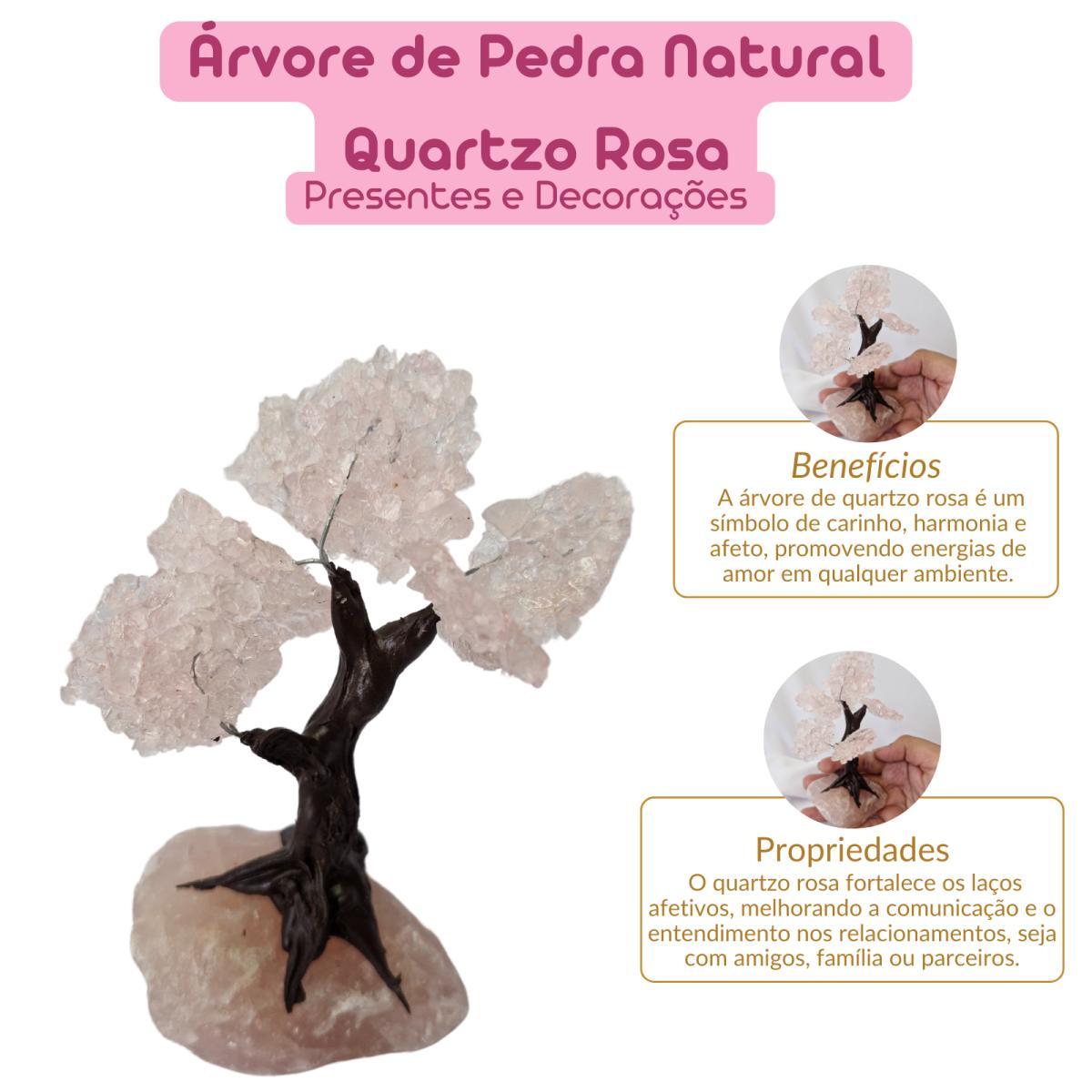 Miniatura Árvore De Pedra Natural Quartzo Rosa Cascalho