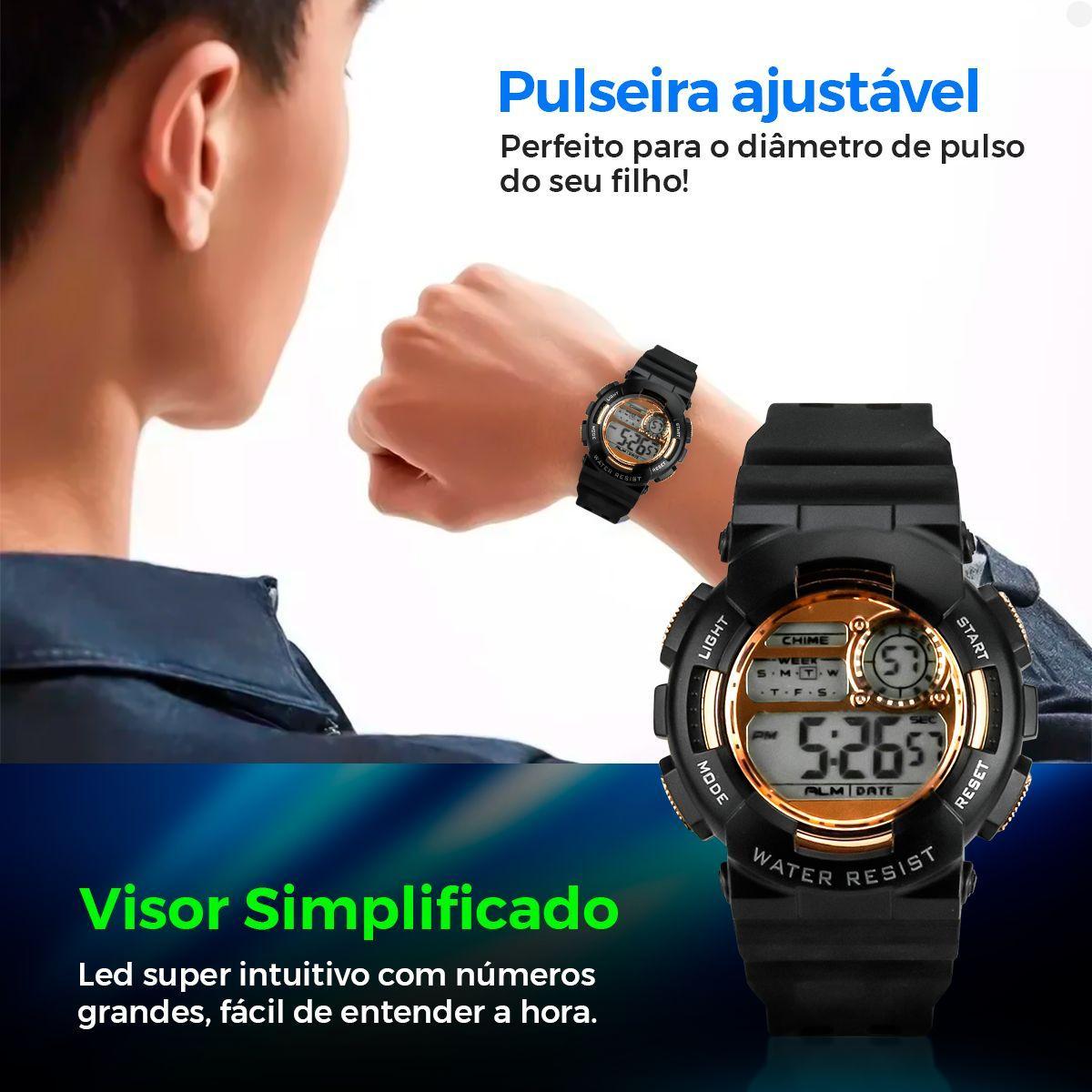 Miniatura Relógio Digital Masculino Infantil Pulseira Silicone