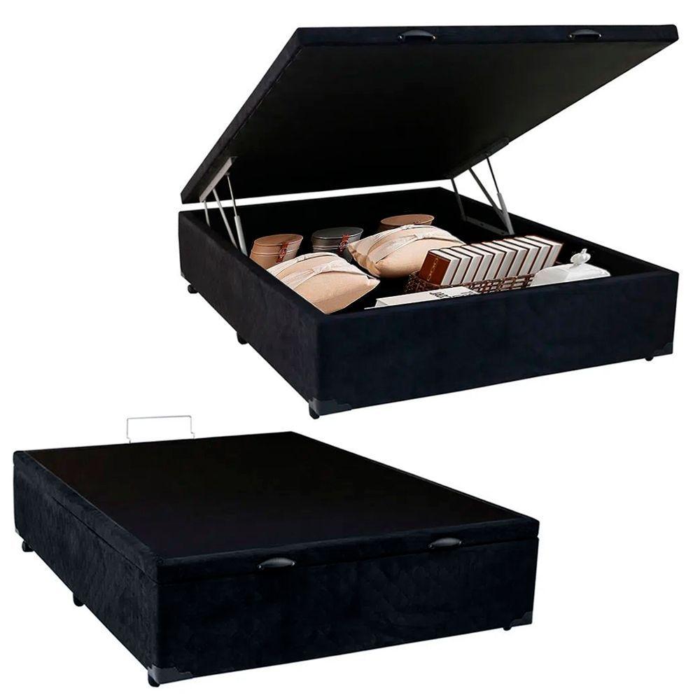 Miniatura Cama Box Baú Viúva Sereneprime Suede Preto 128x188x44
