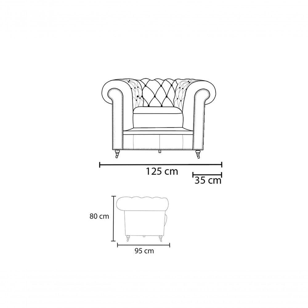 Miniatura Poltrona Chester Duo De Couro Conhaque Com Brilho - Mempra Design