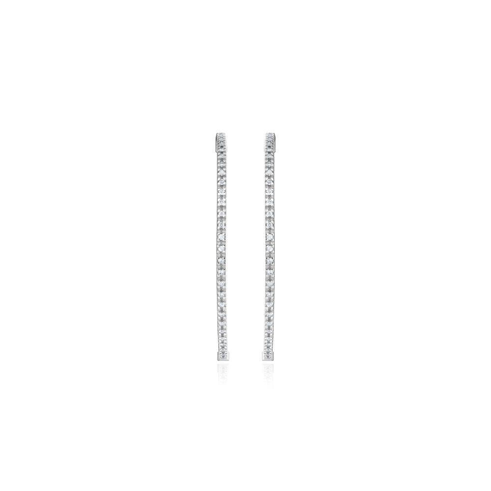 Miniatura Brinco Argola com 28 Pontos de Diamantes com 44mm em Ouro Branco 18k