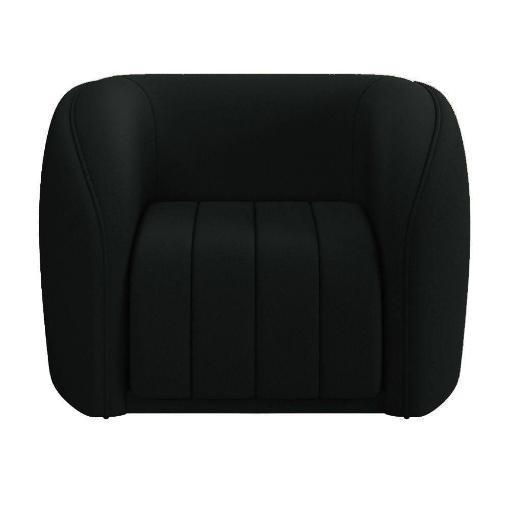 Poltrona Decorativa Sala De Estar Adam Veludo Preto G45 - Gran Belo