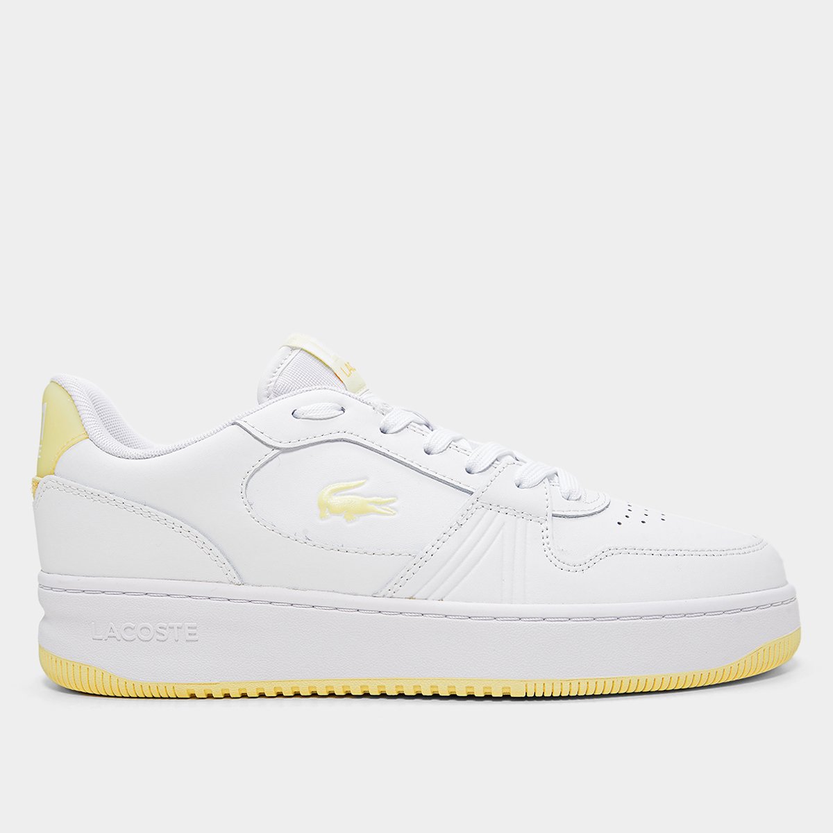 Miniatura Tênis Lacoste L001 Feminino Branco+Amarelo - 35