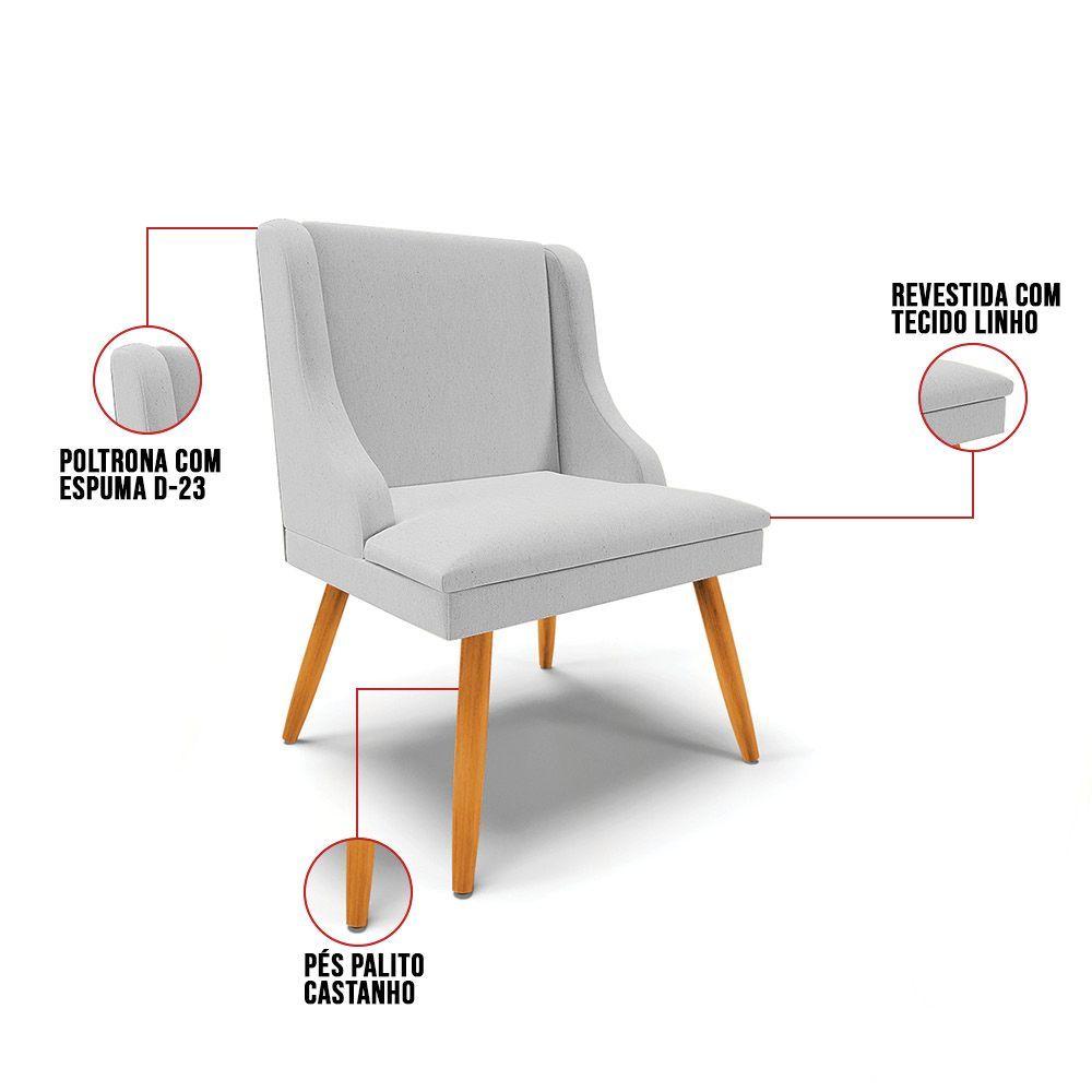 Miniatura Kit 06 Cadeiras De Jantar Liz Linho Cinza A05 D'rossi