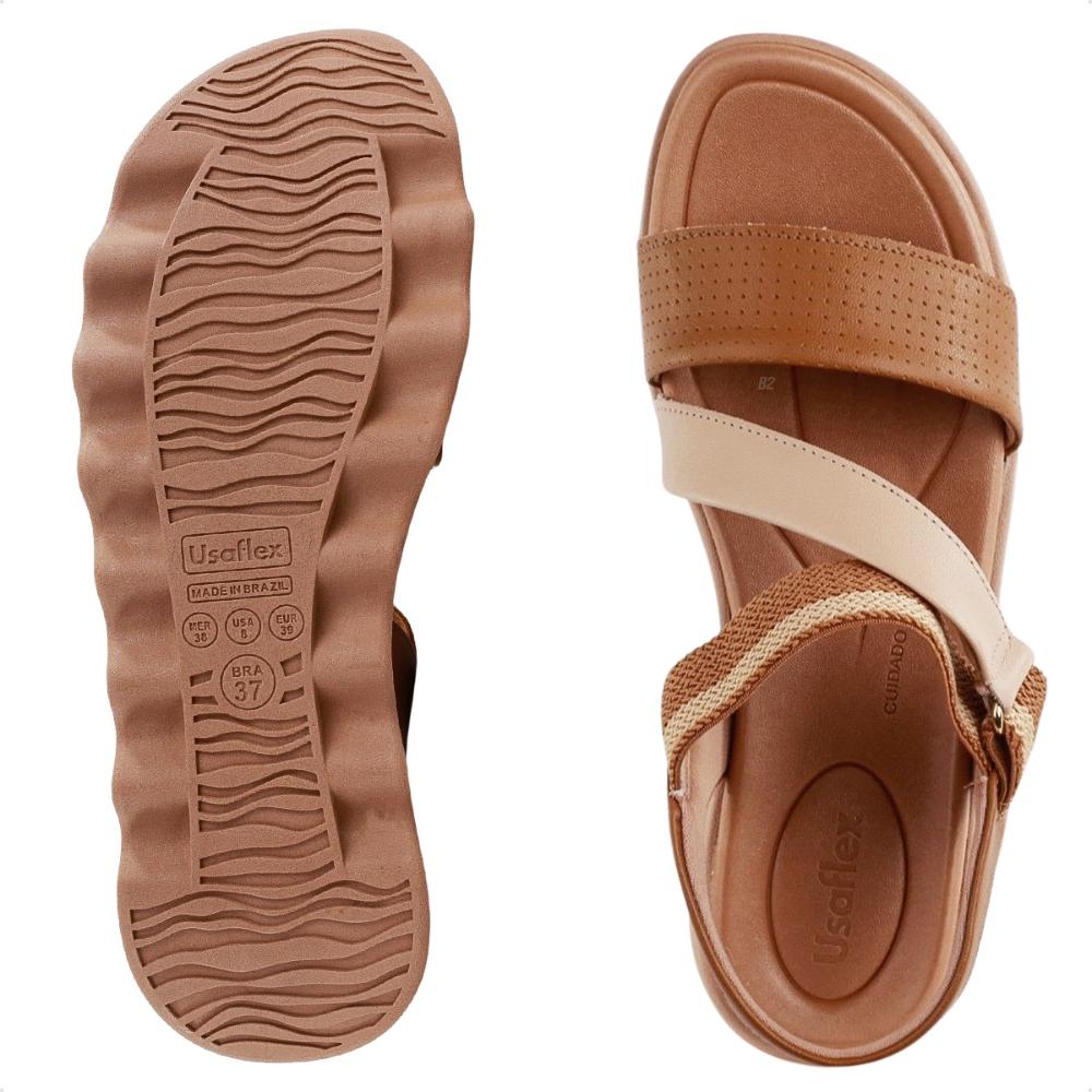 Sandália Usaflex Papete Elastico Feminino Marrom / Bege - 34