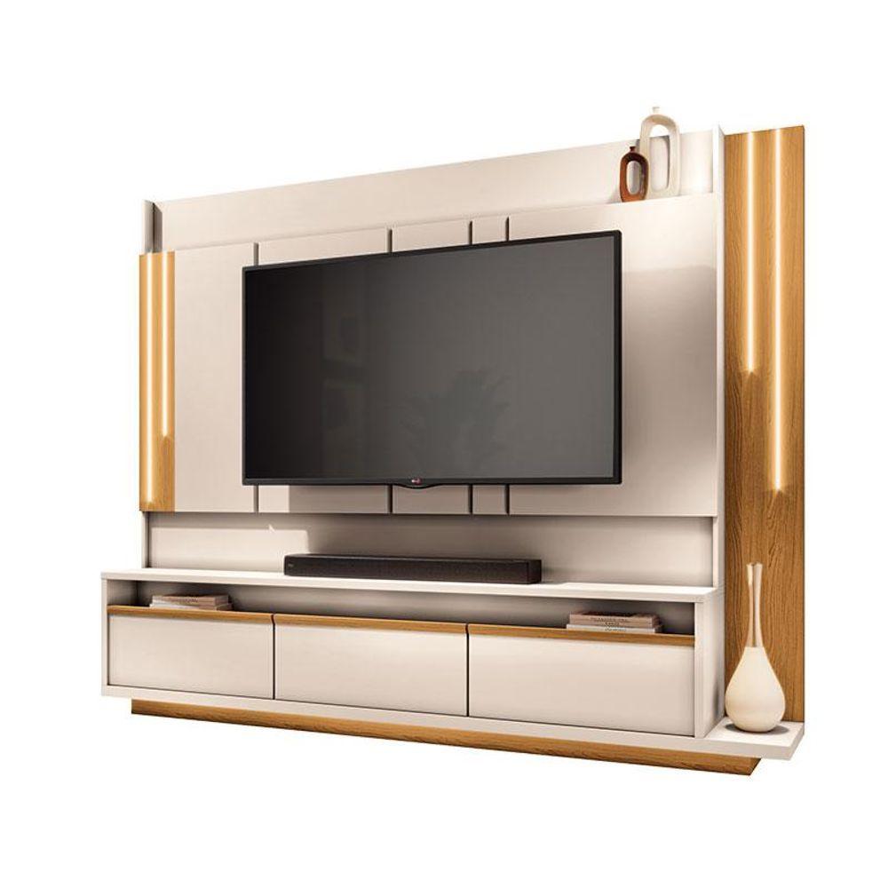 Miniatura Estante Home Theater Montane Off White Cinamomo E Aparador Infinity Cinamomo - Hb Móveis