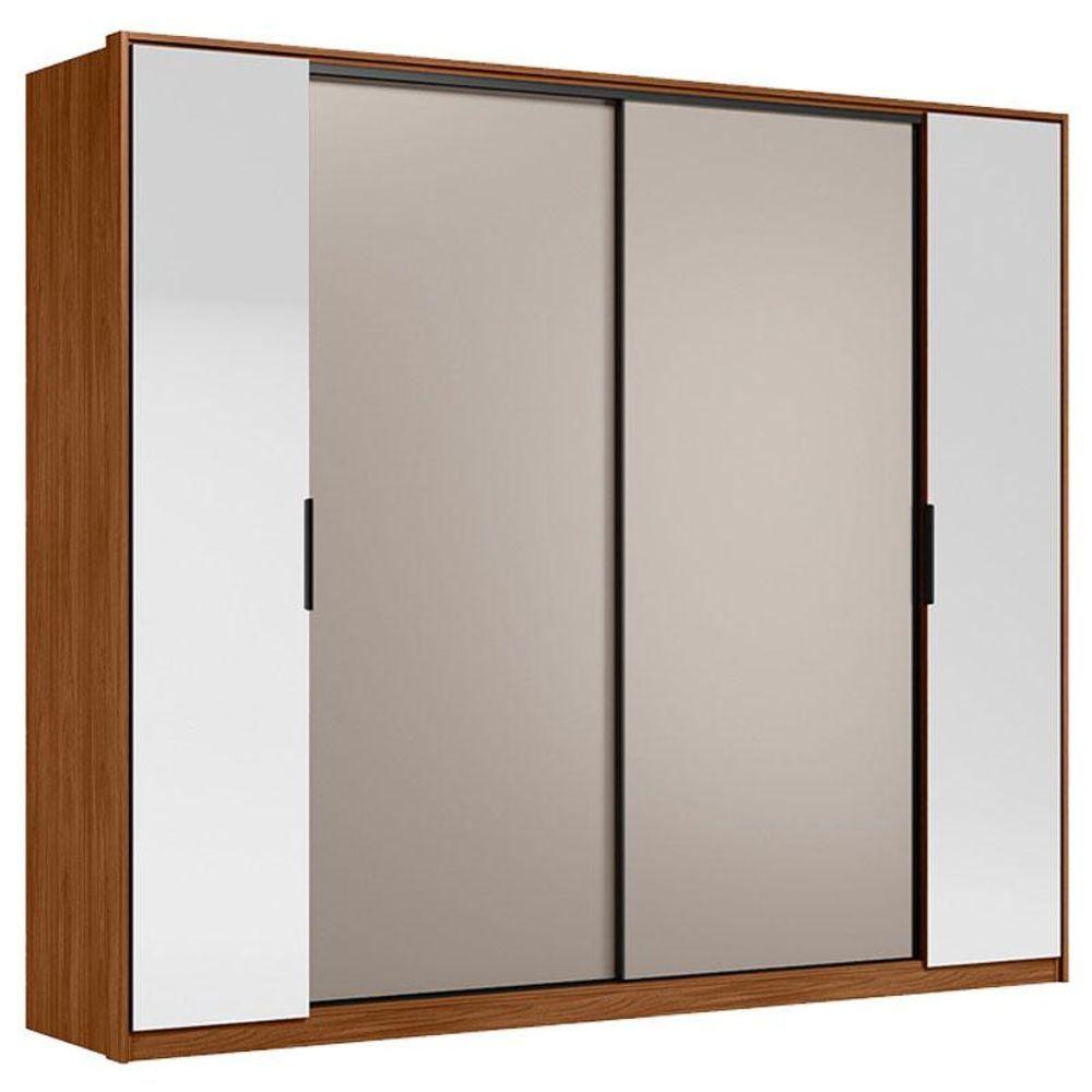 Miniatura Guarda Roupa Casal Laredo Nogueira Nude Prime Tx Flex Com Espelho Demóbile - Demartêz