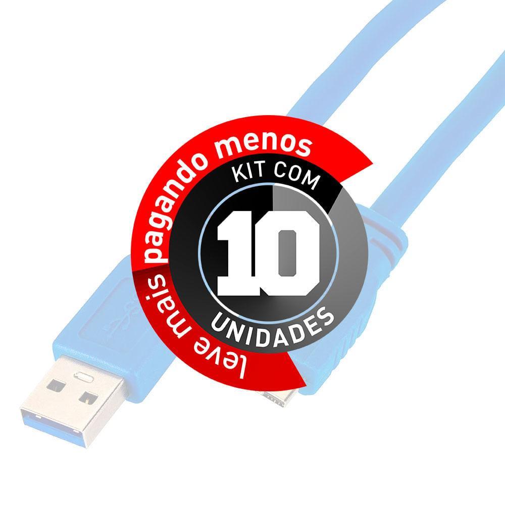 Miniatura Cabos Usb A Para Micro B 3.0 5Gbps - 3 Metros - Kit Com 10