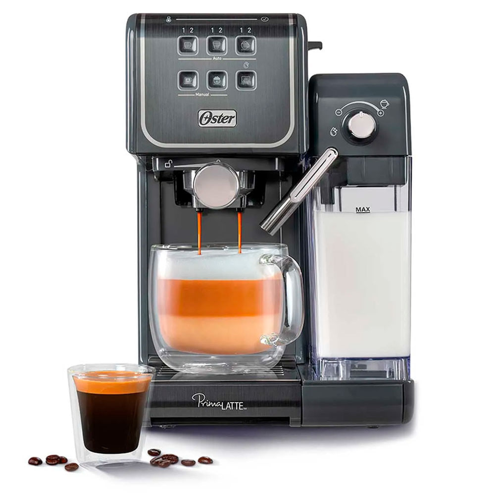 Miniatura Cafeteira Espresso Oster PrimaLatte Touch Cinza - 220V
