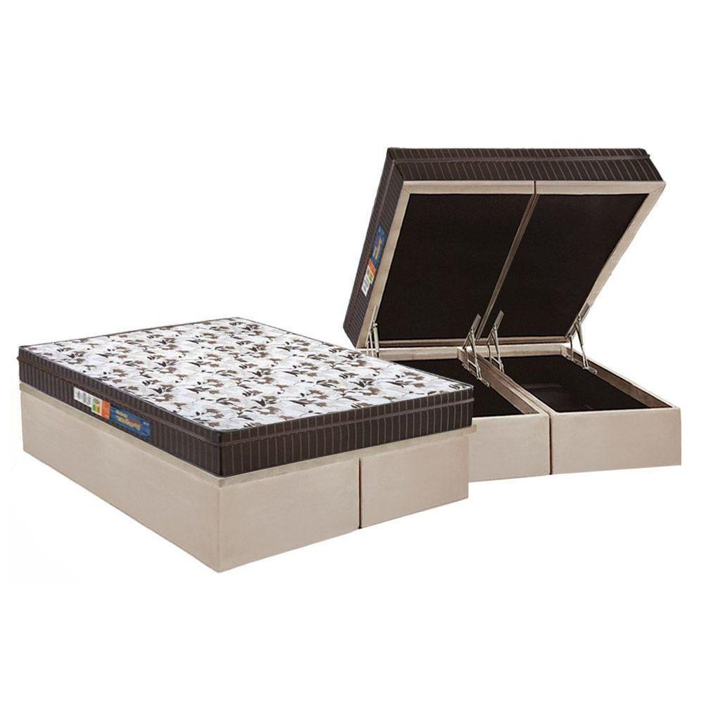 Miniatura Cama Box Baú Queen: Colchão Anatômico Polar D28 / Ep Orthoface Class + Base Crc Suede Clean(158X198)