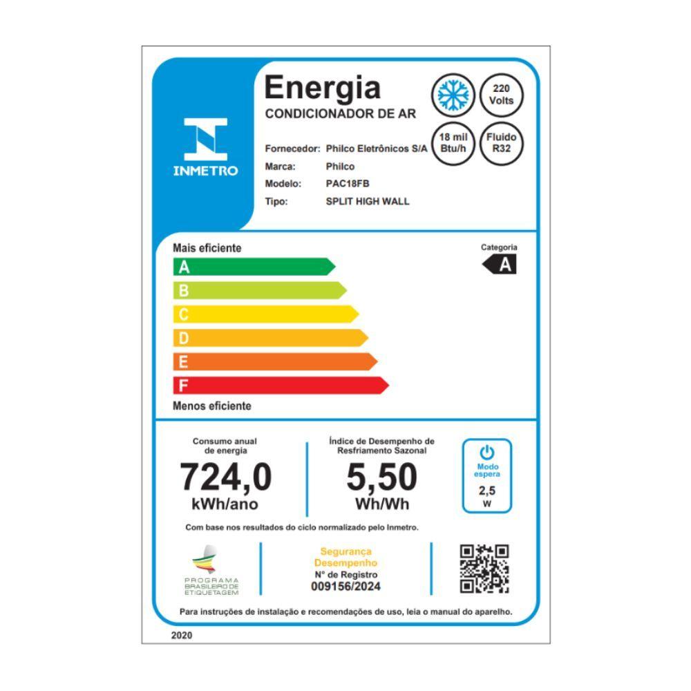 Ar Condicionado Split Inverter Philco 18000 BTUs Frio 220V PAC18FB